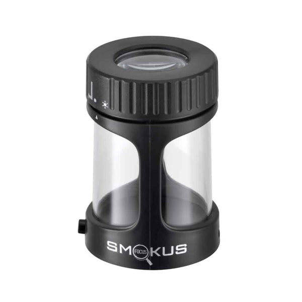 Smokus Focus Stash Display Container with LED Light and Dual Magnification