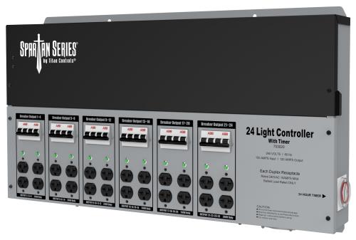 Titan Controls Spartan Series Metal 24 Light Controller 240 Volt w/ Timer - Universal Outlets