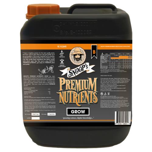 Snoop's Premium Nutrients Grow B Non-Circulating 5 Liter (Soil and Hydro Run To Waste) (4/Cs)