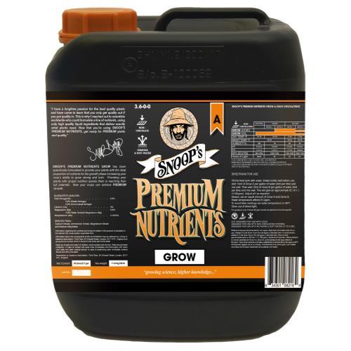 Snoop's Premium Nutrients Grow A Non-Circulating 10 Liter (Soil and Hydro Run To Waste) (2/Cs)