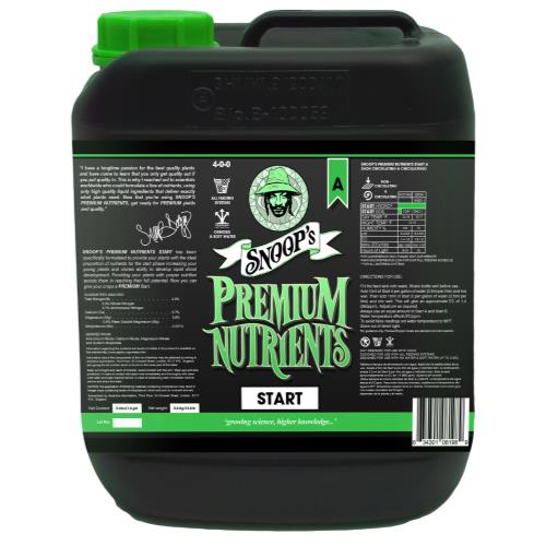 Snoop's Premium Nutrients Start A 5 Liter (Soil, Hydro Run To Waste and Hydro Recirculating) (4/Cs)