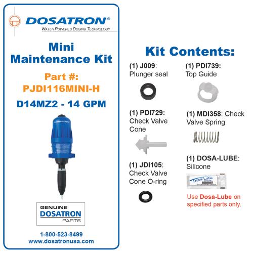 Dosatron Mini Seal Kit for D14MZ2 - 14 GPM