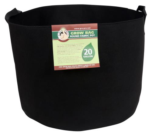 Gro Pro Premium Round Fabric Pot w/ Handles 20 Gallon - Black (42/Cs)