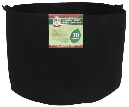 Gro Pro Premium Round Fabric Pot w/ Handles 30 Gallon - Black (30/Cs)