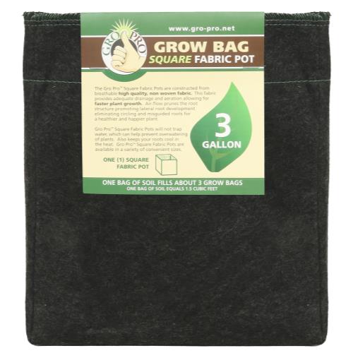 Gro Pro Square Fabric Pot 3 Gallon (50/Cs)