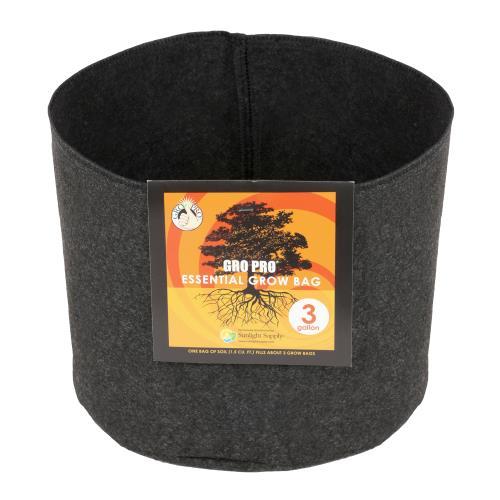 Case of 72 Gro Pro Essential Round Fabric Pot - Black 3 Gallon BF2021