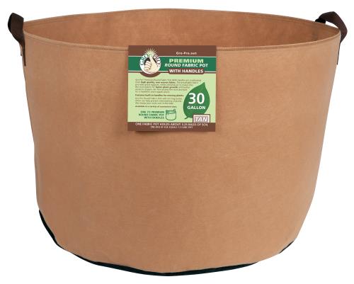 Gro Pro Premium Round Fabric Pot w/ Handles 30 Gallon - Tan (30/Cs)
