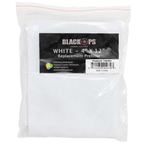Black Ops Replacement Pre-Filter 4 in x 12 in White (10/Cs)