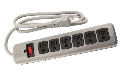 Power All Indoor Metal Surge Strip 6 Outlet 125 Volt 4 ft Cord
