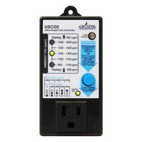 Grozone Control USCO2 0-2000 PPM Single Zone Ultra Simple CO2 Controller