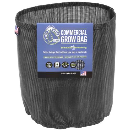Gro Pro Elite 3 Gallon Black Commercial Grow Bag (100/Cs)